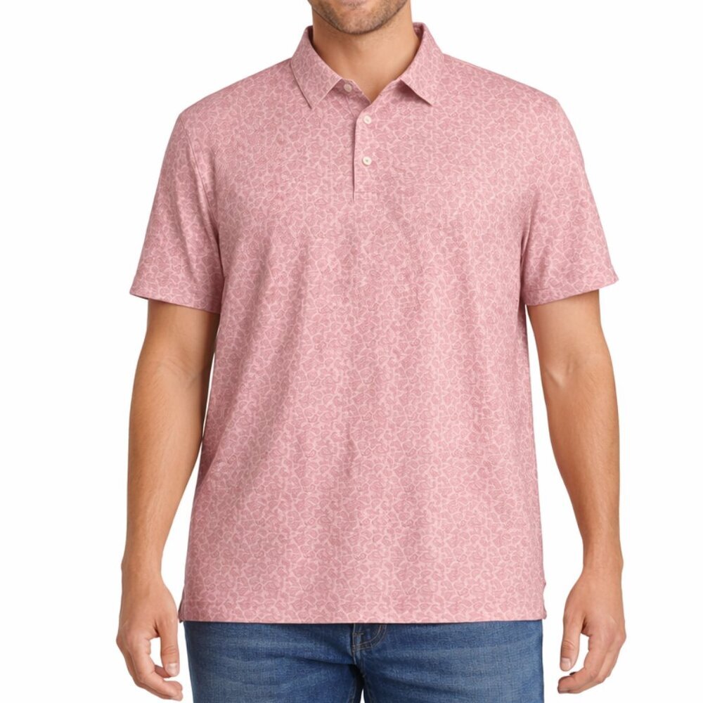 Joseph A. Bank Reserve Polo Shirt Tailored Fit Pink Paisley Cotton